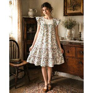 Handmade Cottagecore Prairie Festival Cosplay Vintage Inspired Dress Size M/L